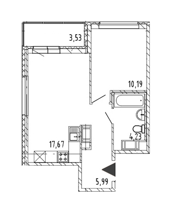 1-комнатная квартира 38.08 м², 10/17 эт., ЖК «Новые горизонты 2»